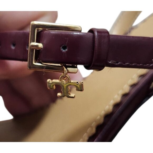 TORY BURCH PENELOPE SLINGBACK SANDALS MALBEC LEATHER STRAPPY Size 7 - Picture 6 of 13